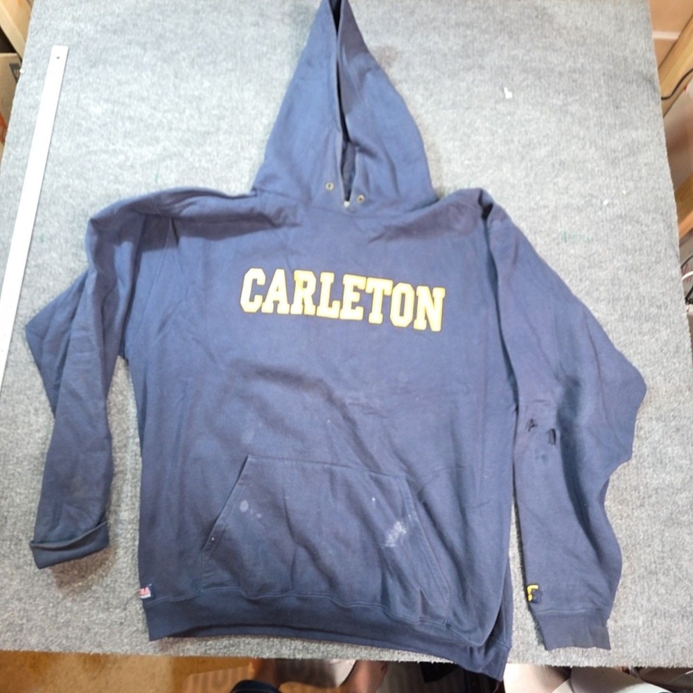 The Cotton Exchange Hoodie Mens XL Blue Pullover Fleece Carleton College